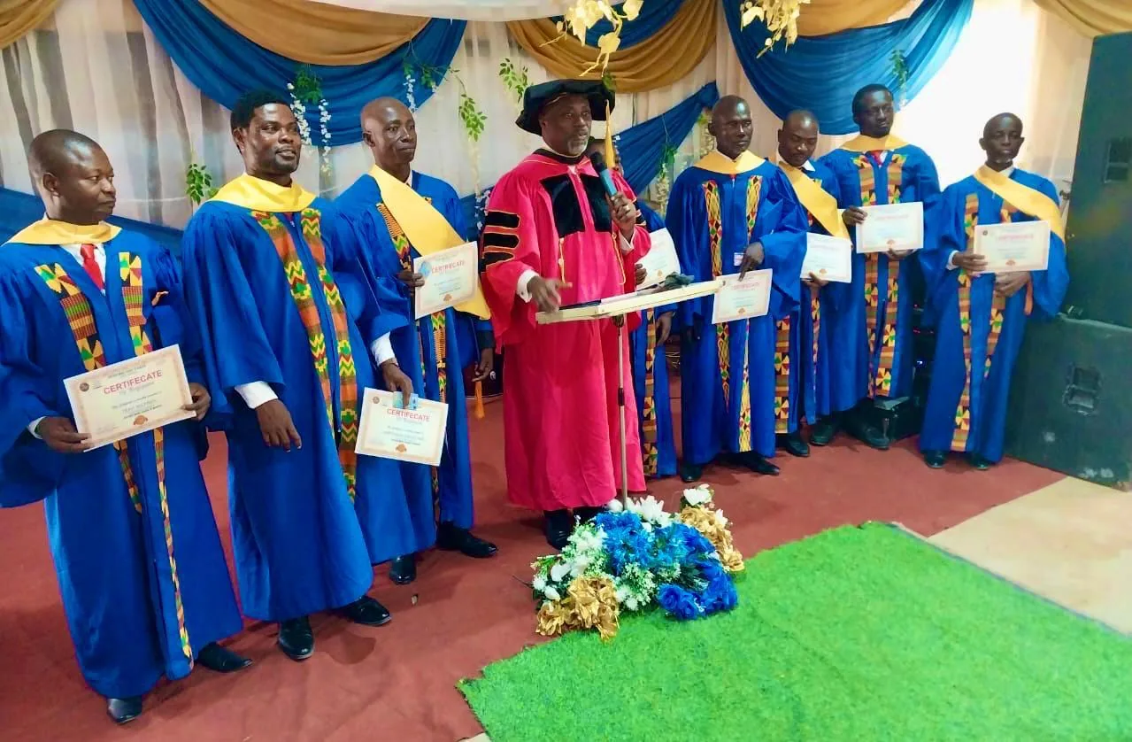 PWSM graduates in blue robes